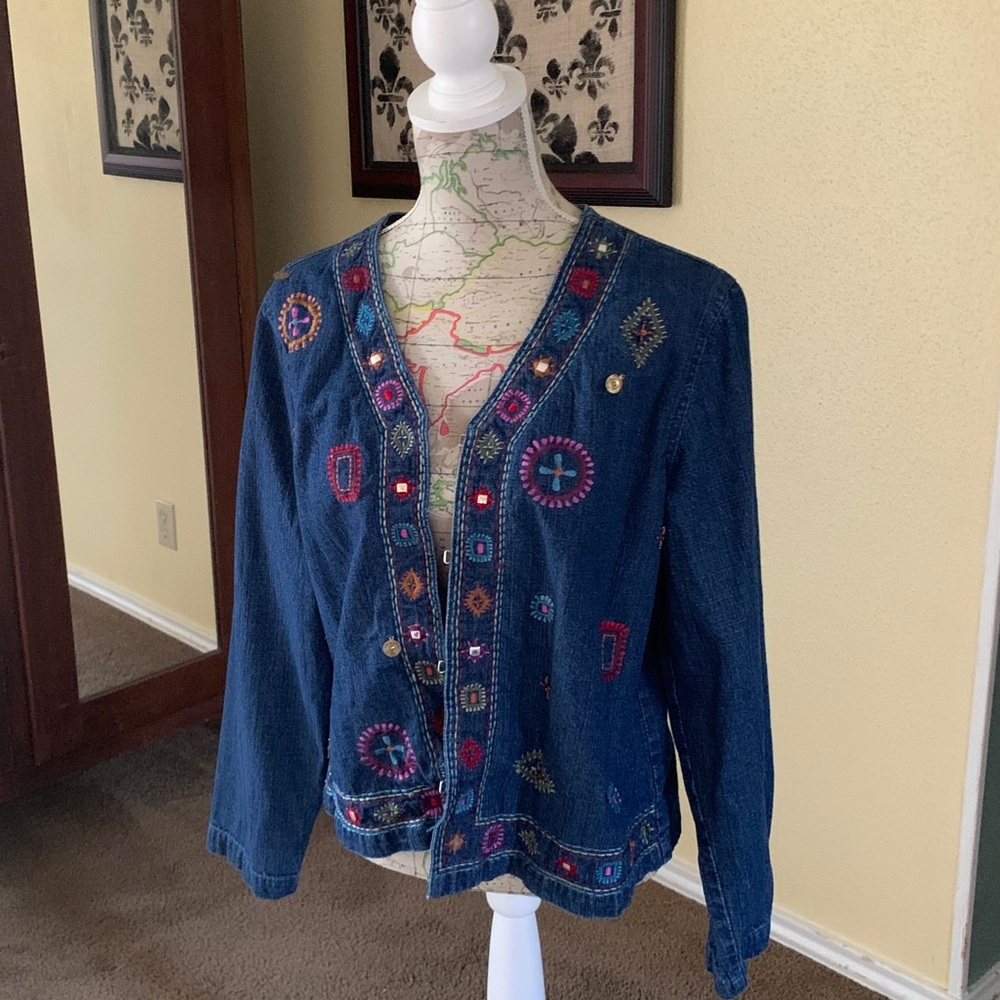 New Direction Denim jacket with embroidery details